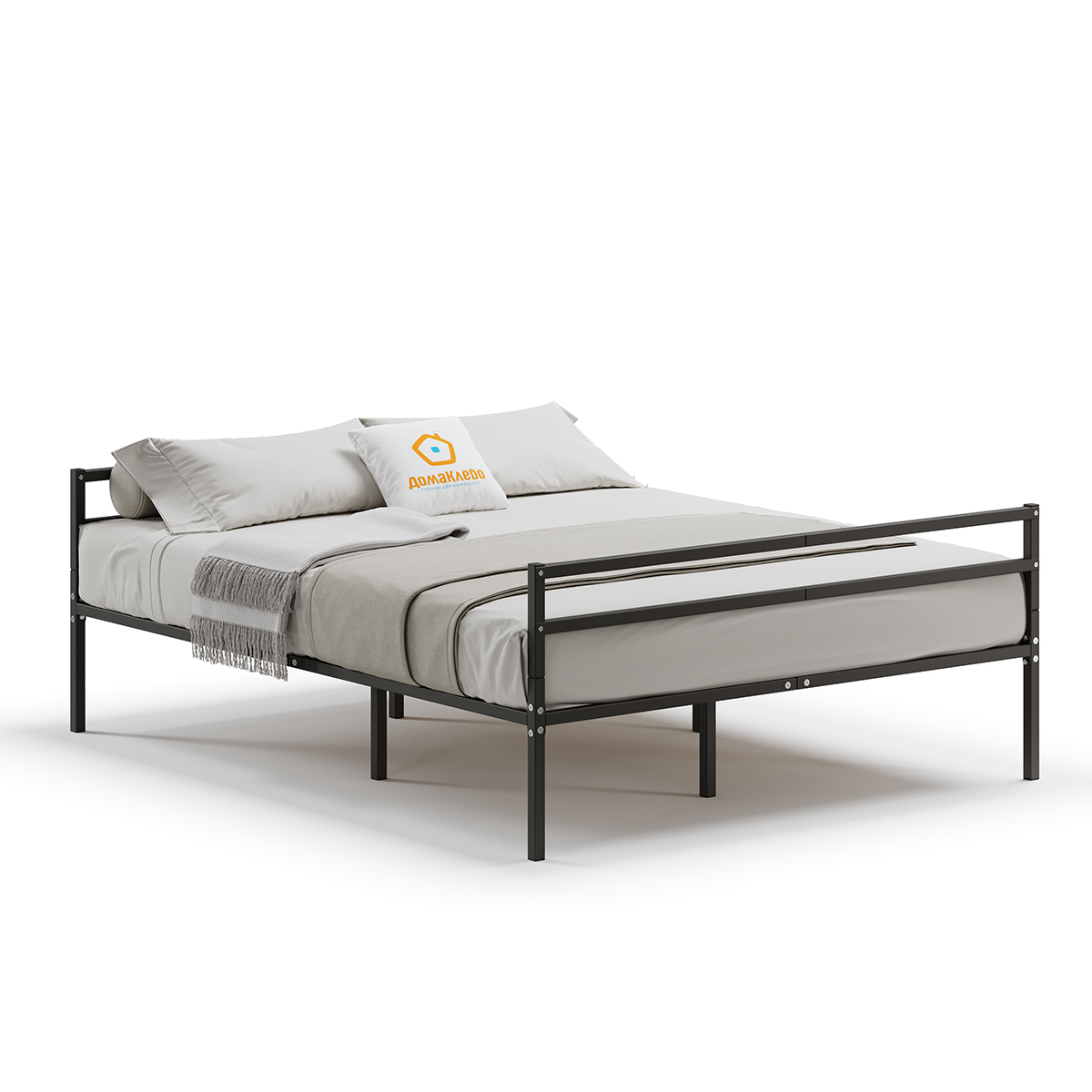 Изображение товара Кровать Домаклево Металика 120x69x200 см черная с изножьем