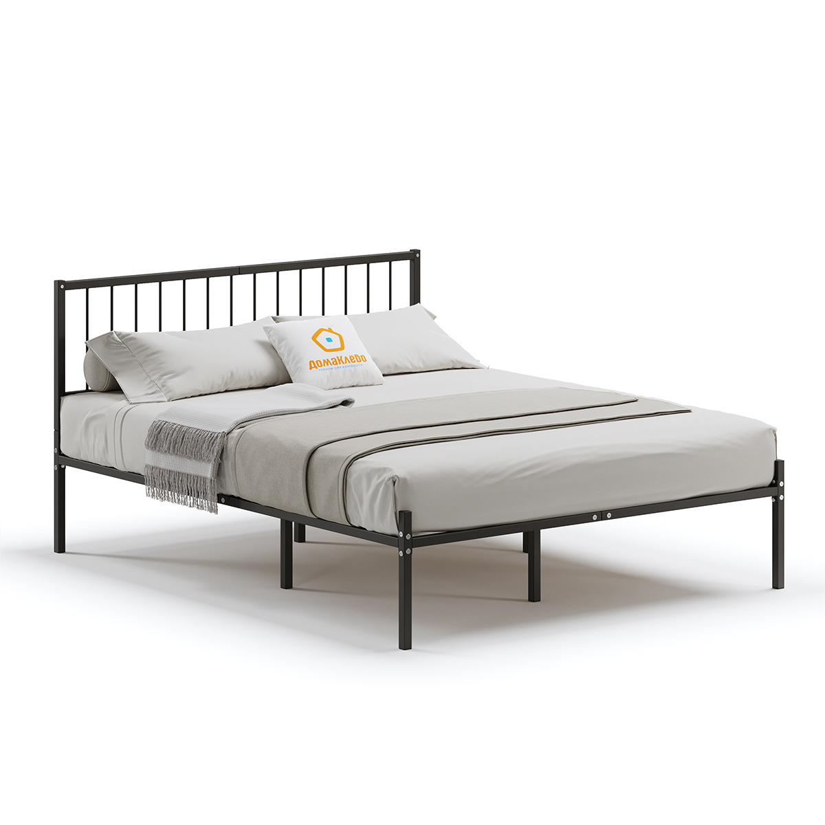 Изображение товара Кровать Домаклево mtlk-bz-sp4v-140-200-ch 140 x 95.2 x 190 см металл цвет черный