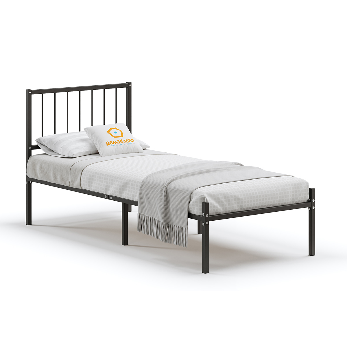 Изображение товара Кровать Домаклево mtlk-bz-sp4v-80-190-ch 80 x 95.2 x 190 см металл цвет черный
