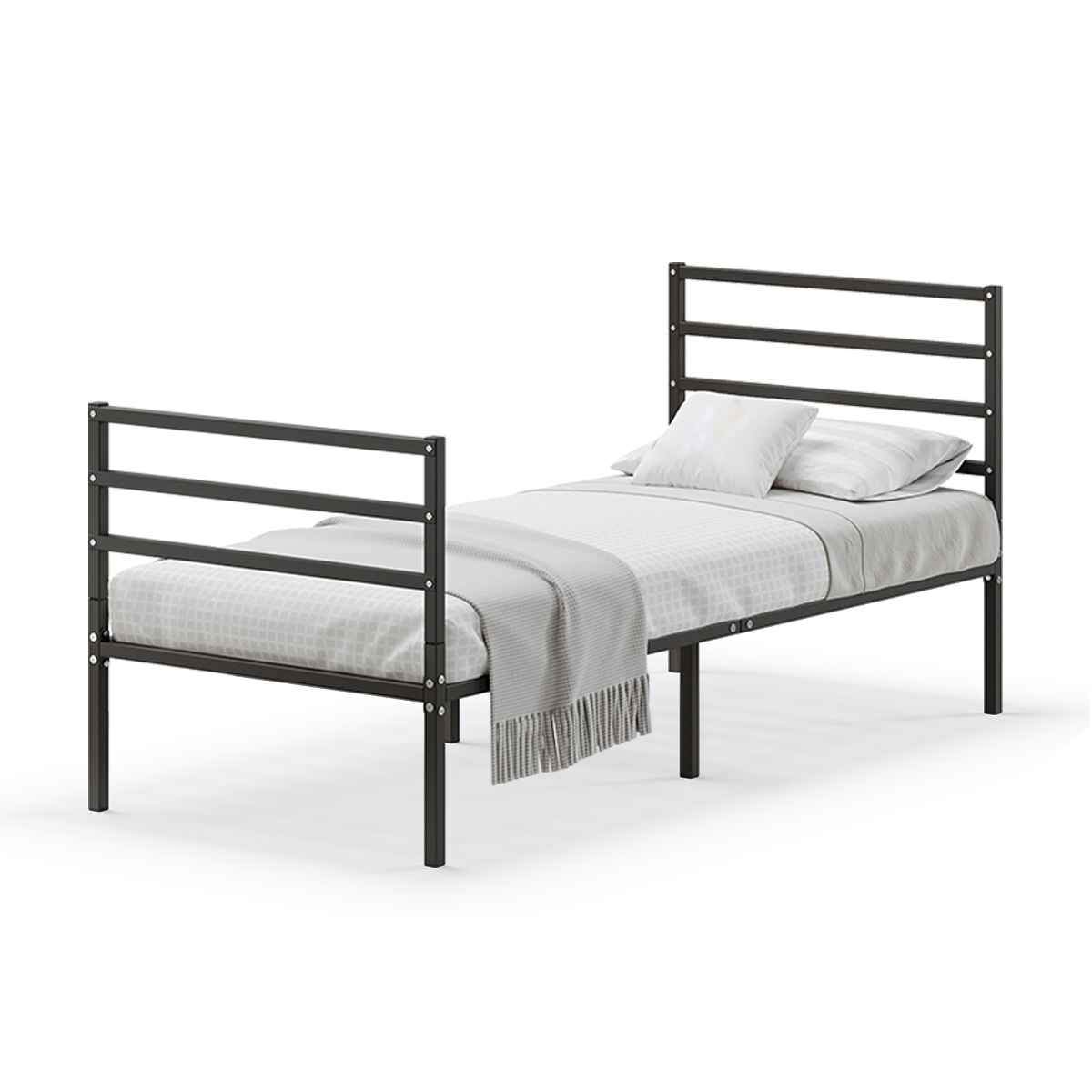 Изображение товара Металлическая кровать Домаклево 80x190 см с съемными изголовьями черная