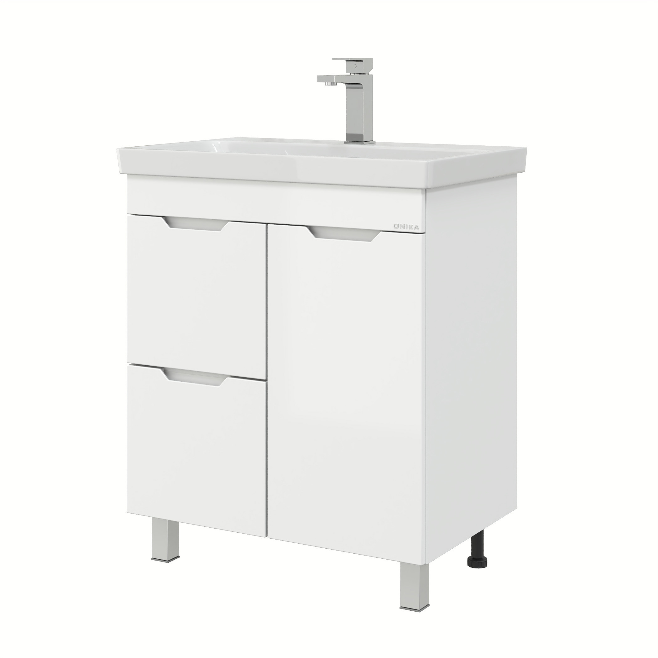 Изображение товара Тумба под раковину Умилайлит Айленд 70 белая с корзиной и ящиком