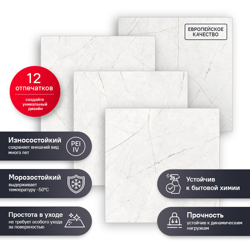 Изображение товара Керамогранит Estima Nolana NL00 80x80 см белый, неколированный для пола и стен