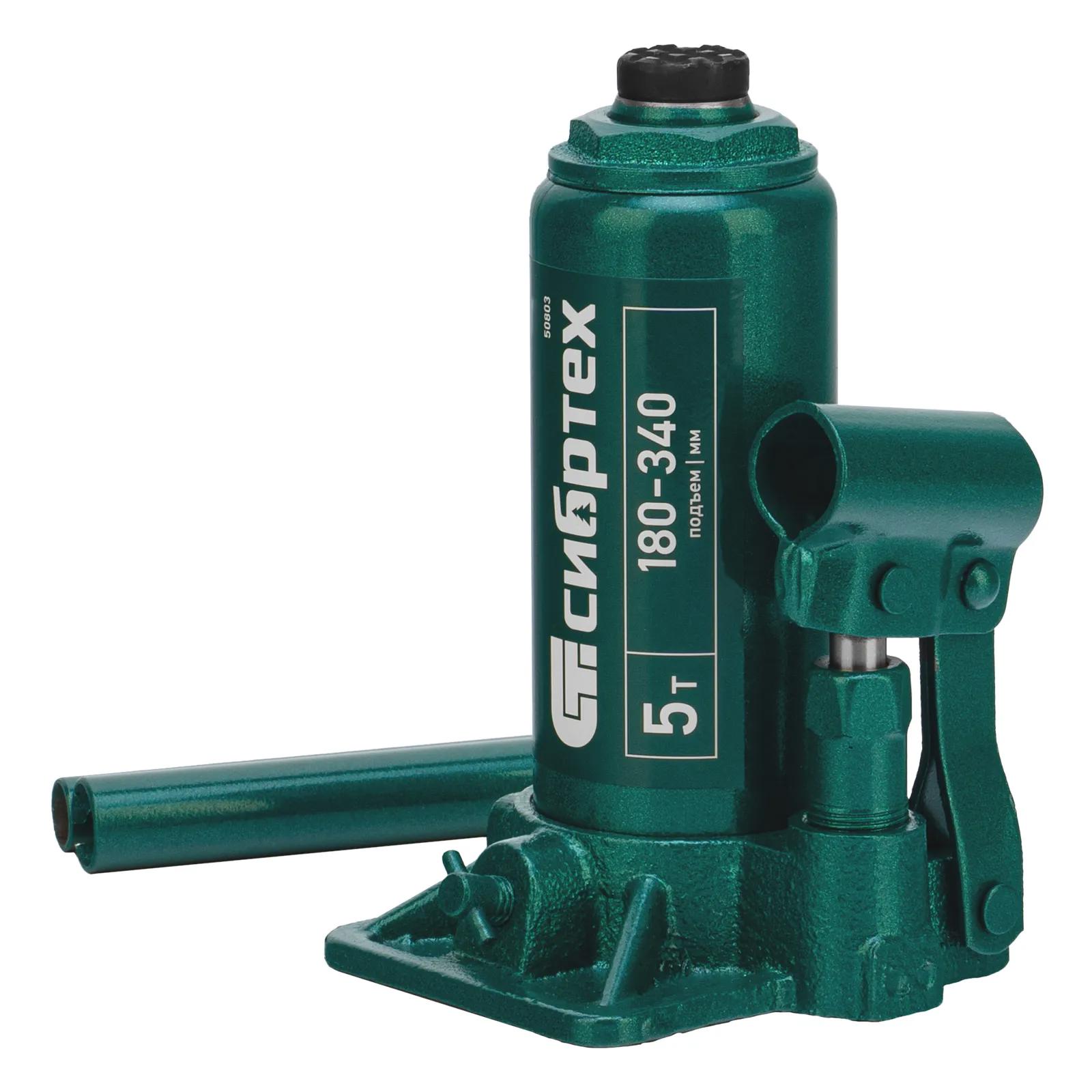 Изображение товара Домкрат бутылочный гидравлический Сибртех 50803 до 5 т, 180-340 мм