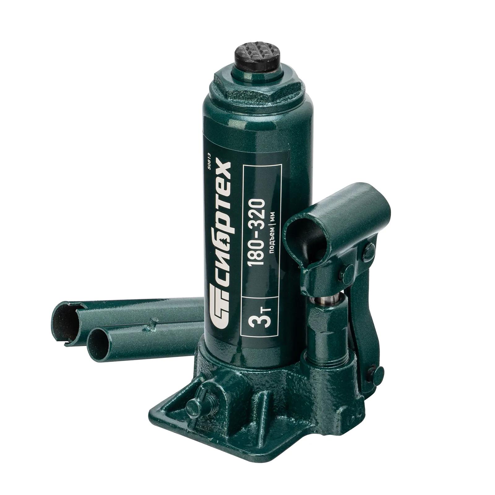 Изображение товара Домкрат СИБРТЕХ 50813 Гидравлический бутылочный 3 т 180-320 мм