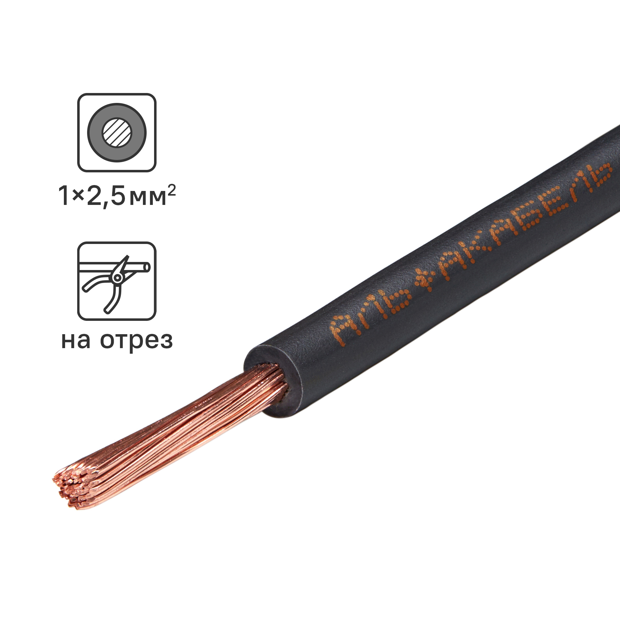 Изображение товара Провод Альфакабель ПуГВнгА-LS 2x2.5 мм Внутренний кабель ГОСТ черный