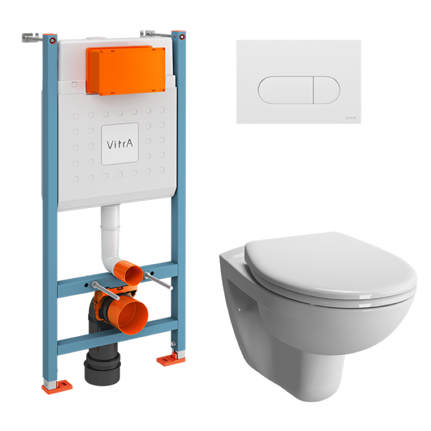 Изображение товара Инсталляция с унитазом VitrA Normus цвет клавиши глянцевый белый