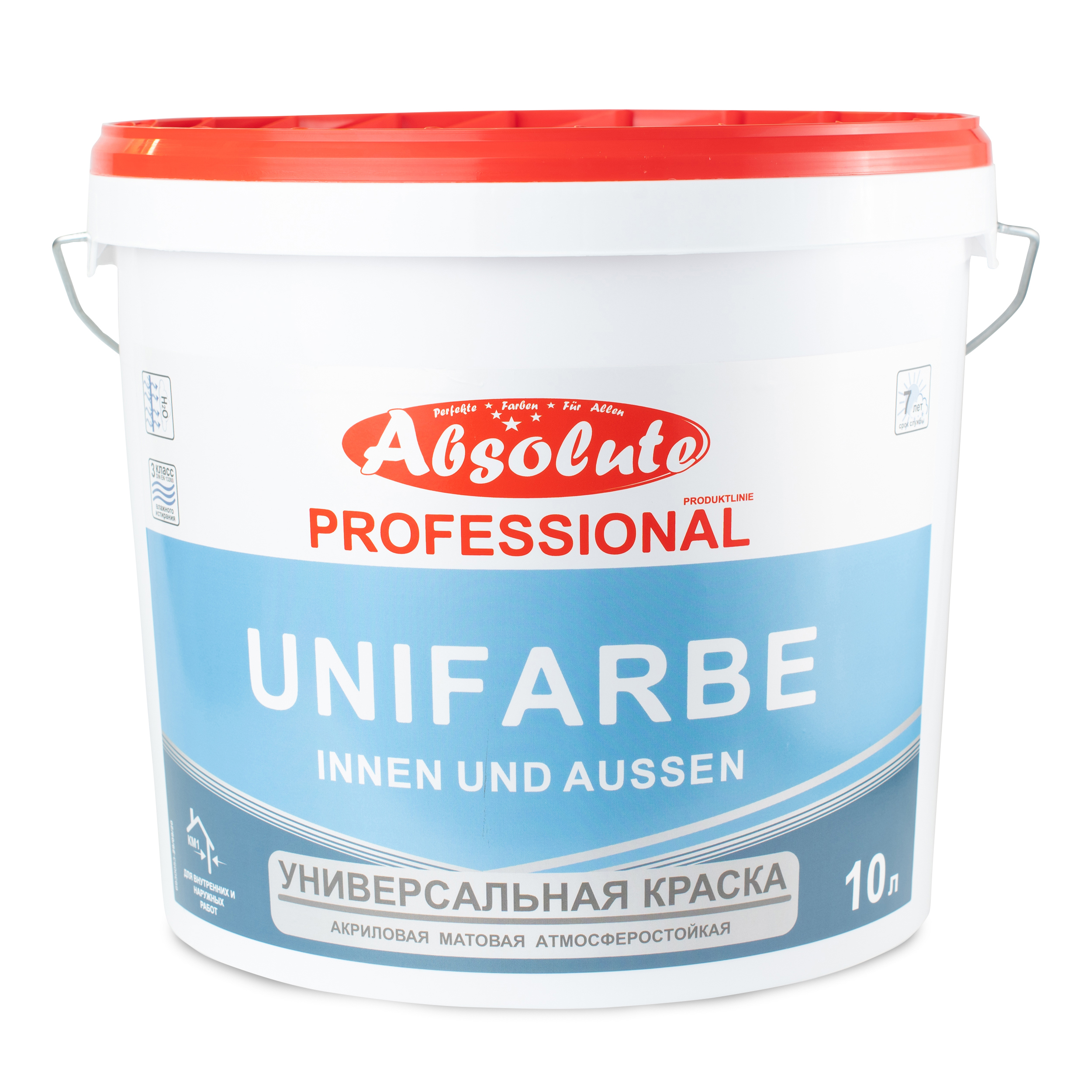 Изображение товара Краска для внутренних покрытий Absolute Professional UniFarbe матовая цвет белый 10 л