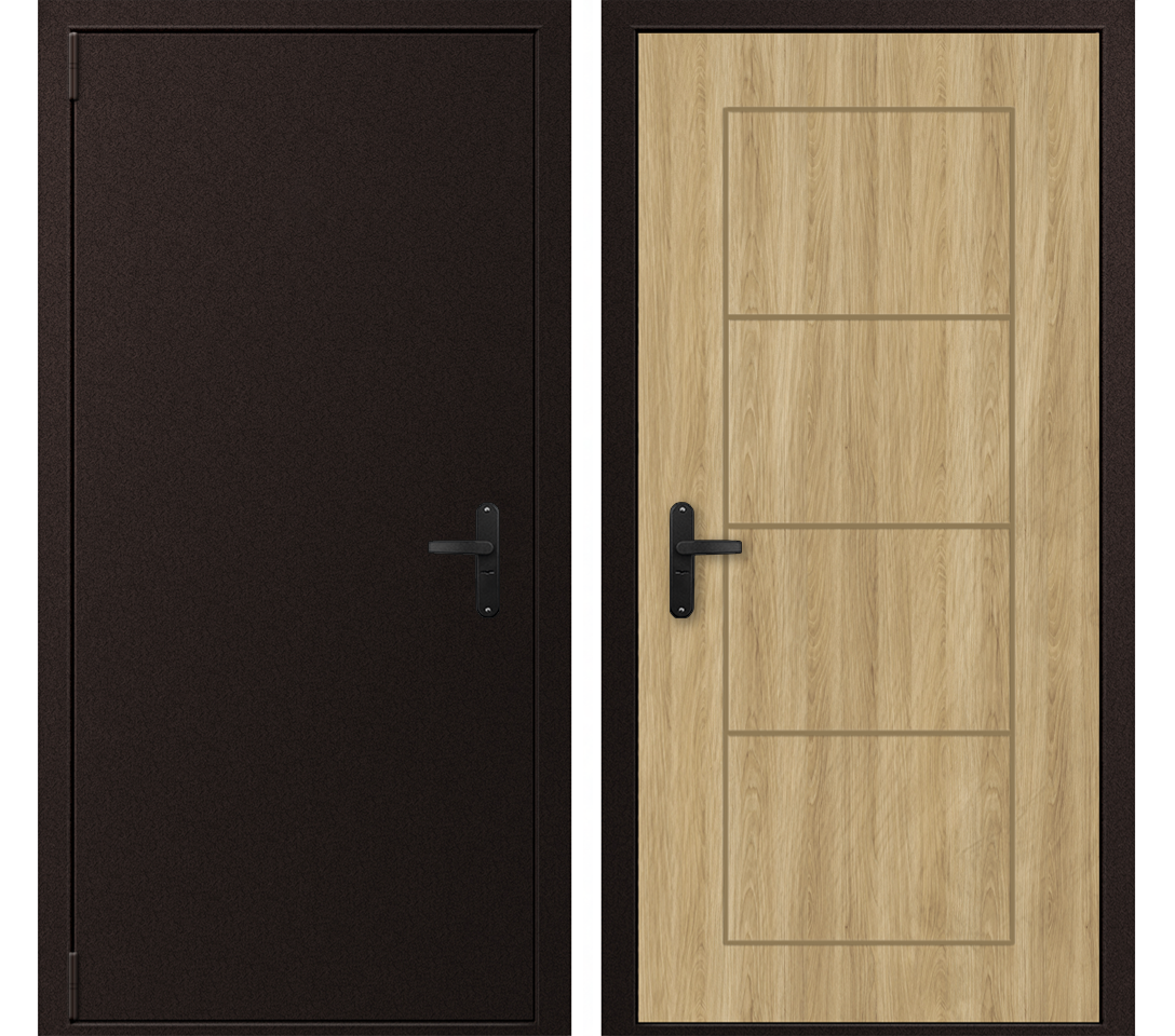 Изображение товара Входная дверь Такт-Тайм Термо Лайт 2 — стальная с терморазрывом, 190x70 см, кожа медь/ель карпатска