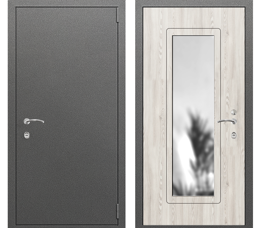 Изображение товара Входная дверь Такт-тайм Термо Лайт 3 правый 180x85см цвет антик серый/лиственница сибиу с зеркалом