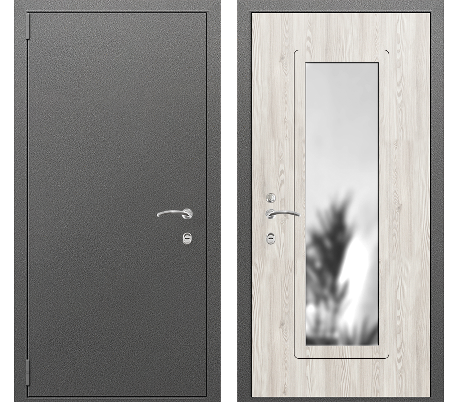 Изображение товара Входная дверь Такт-тайм Термо Лайт 3 левый 205x110см цвет антик серый/лиственница сибиу с зеркалом