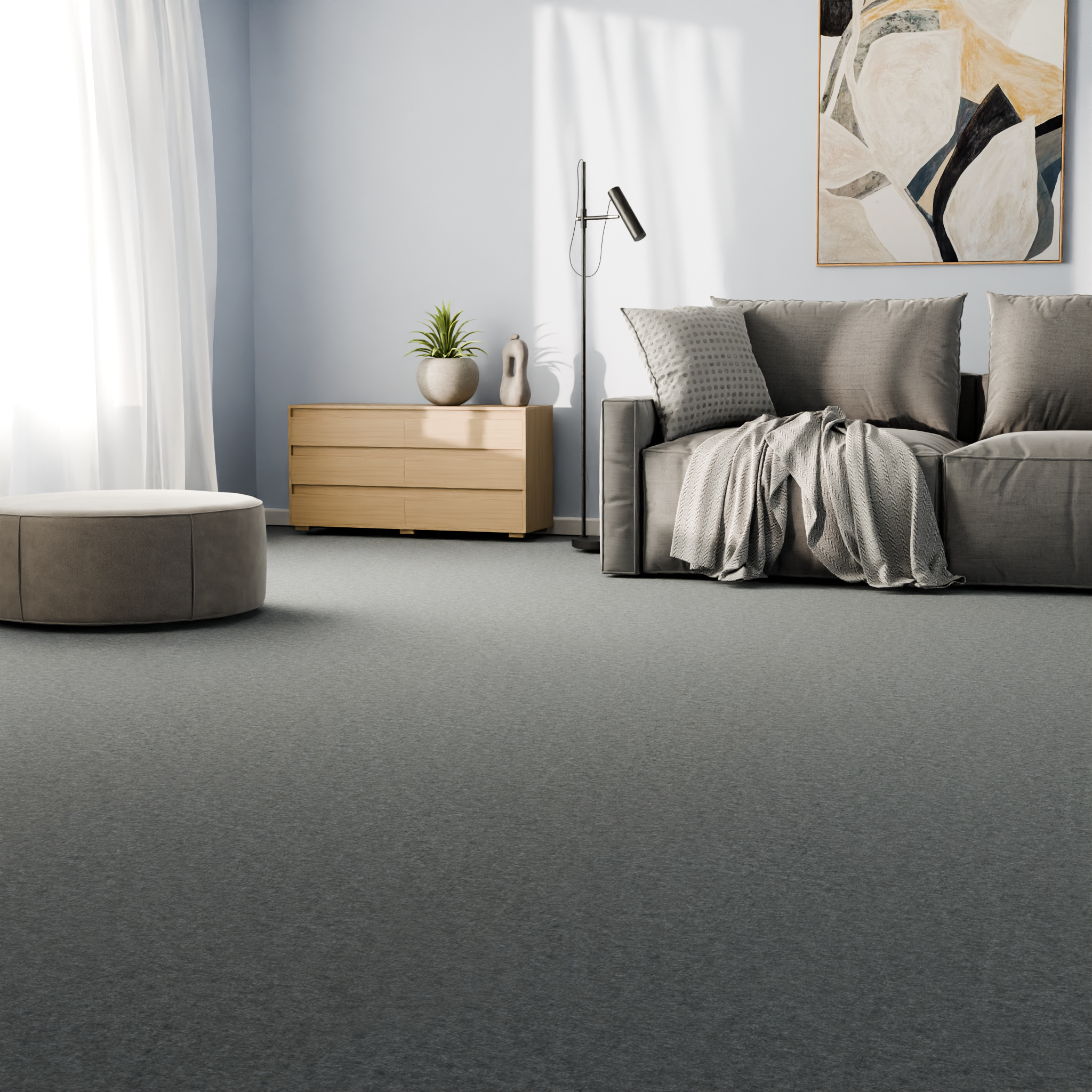 Изображение товара Ковровое покрытие Флорт Оста 2 м серое коммерческое износостойкое