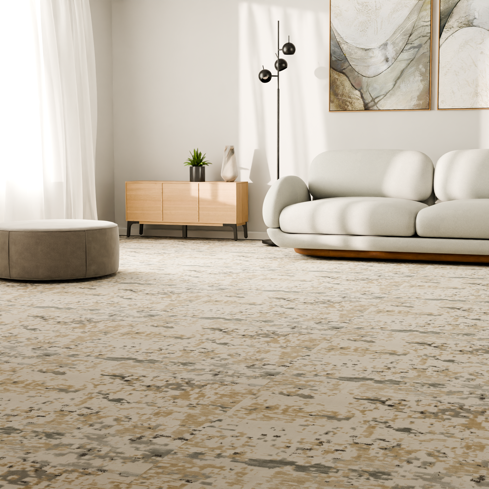 Изображение товара Ковровое покрытие "Оптимист Камо" 3 м бежевое, из полипропилена, геометрический рисунок