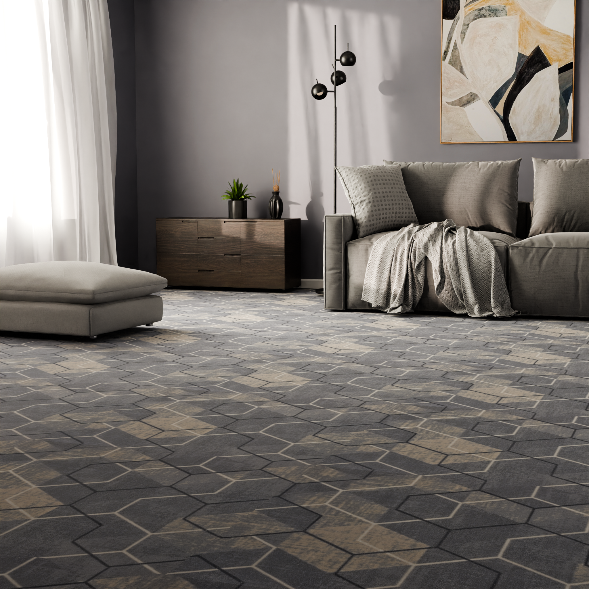 Изображение товара Ковровое покрытие полиамид Milan принт серый 2 м для уютного интерьера