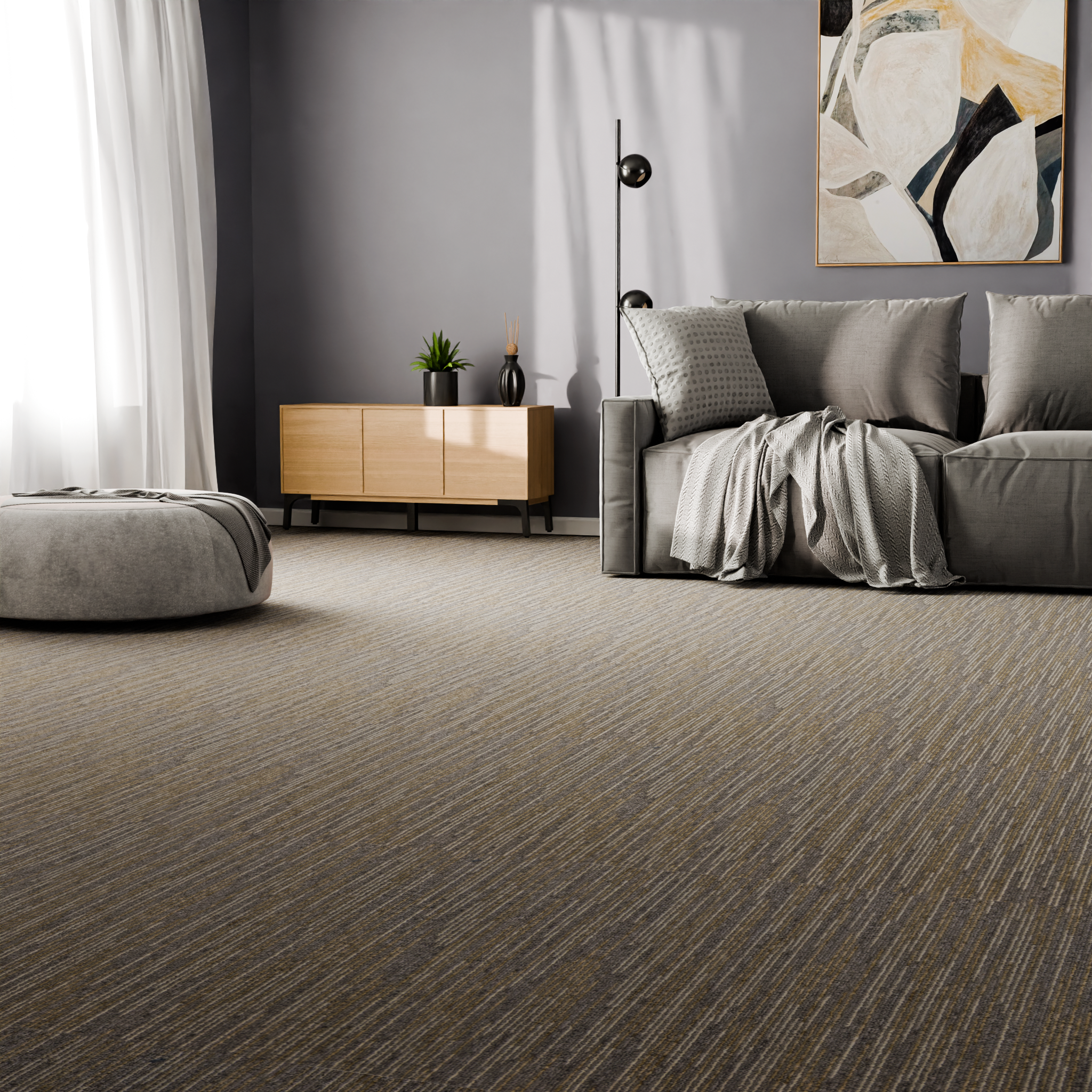 Изображение товара Ковровое покрытие Меланж 4 м бежево-серый для гостиной экологичное