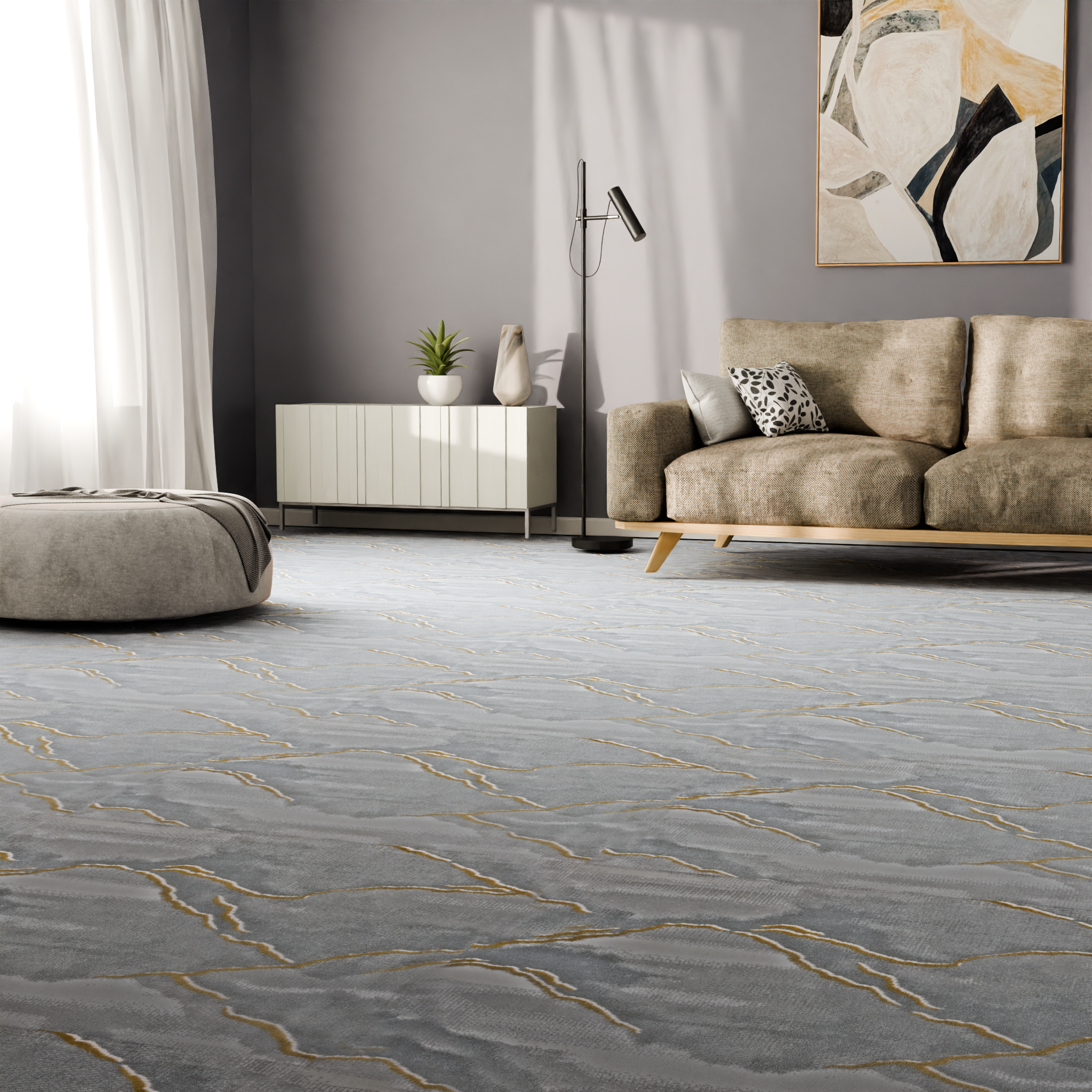 Изображение товара Ковровое покрытие "Оптимист Горы" 2, 5 м серое для дома и офиса