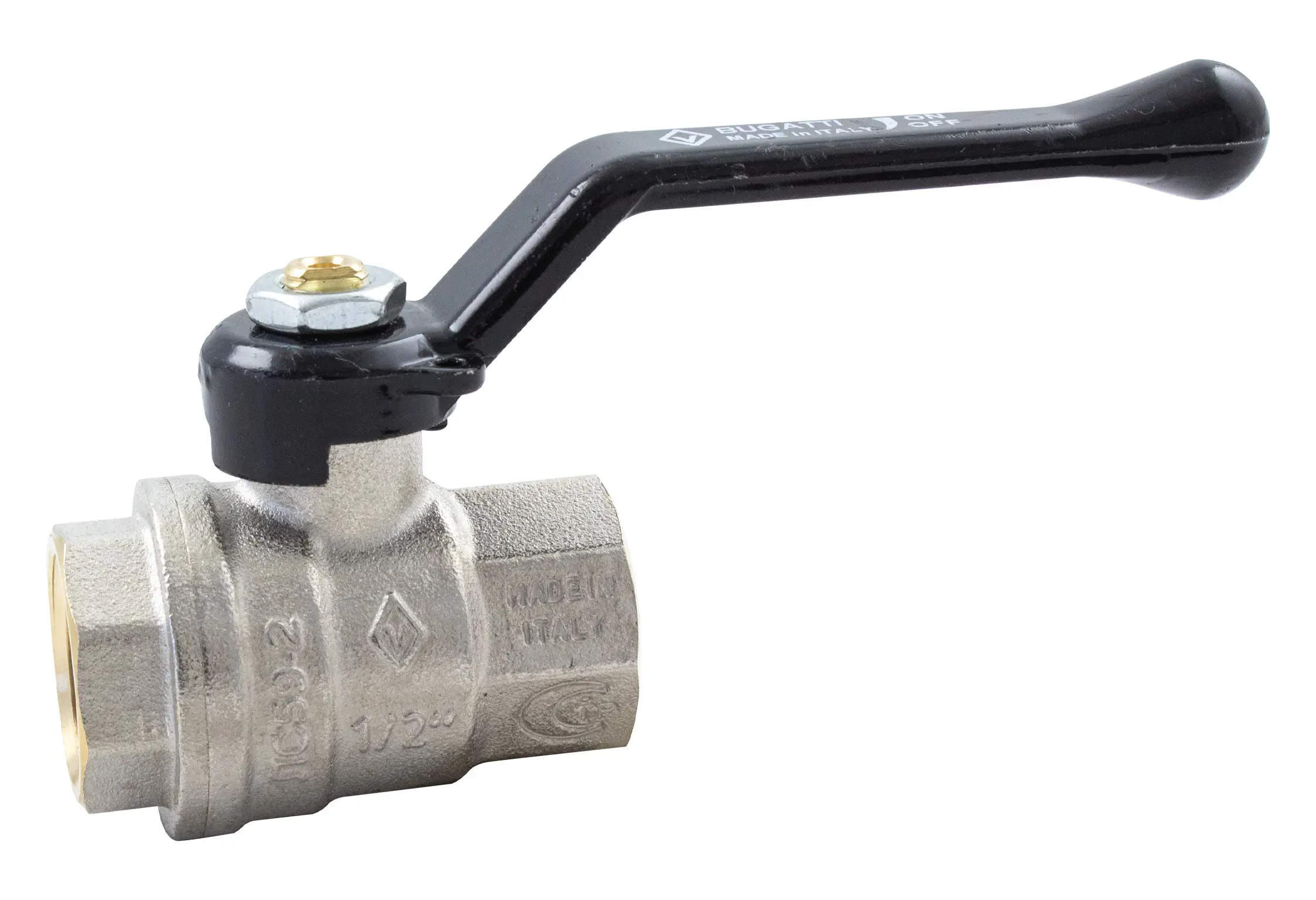 Кран шаровой прямой Bugatti Oregon DN15 PN40 1/2" ВР латунь ручка рычаг