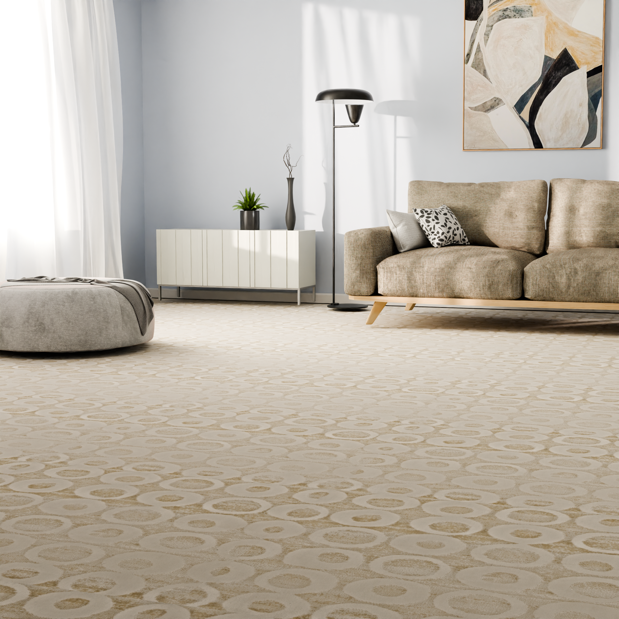 Изображение товара Ковровое покрытие «Оптимист Кружочки» 3 м, цвет бежевый