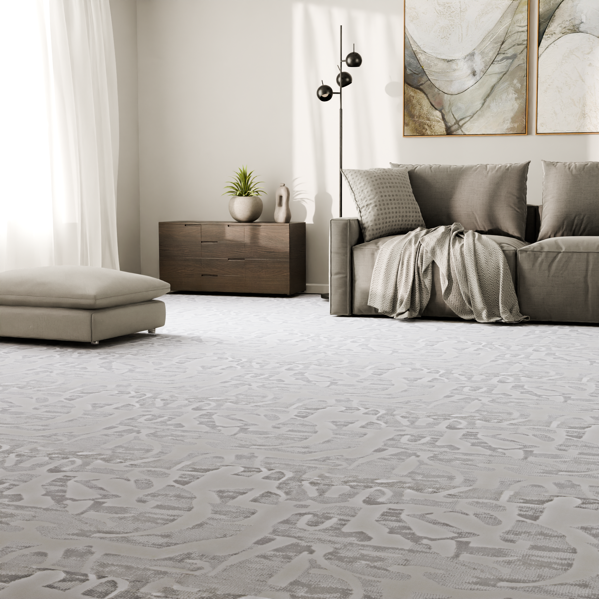 Изображение товара Ковровое покрытие "Оптимист Вихрь" 2 м серое, прочное и стильное для дома и офиса