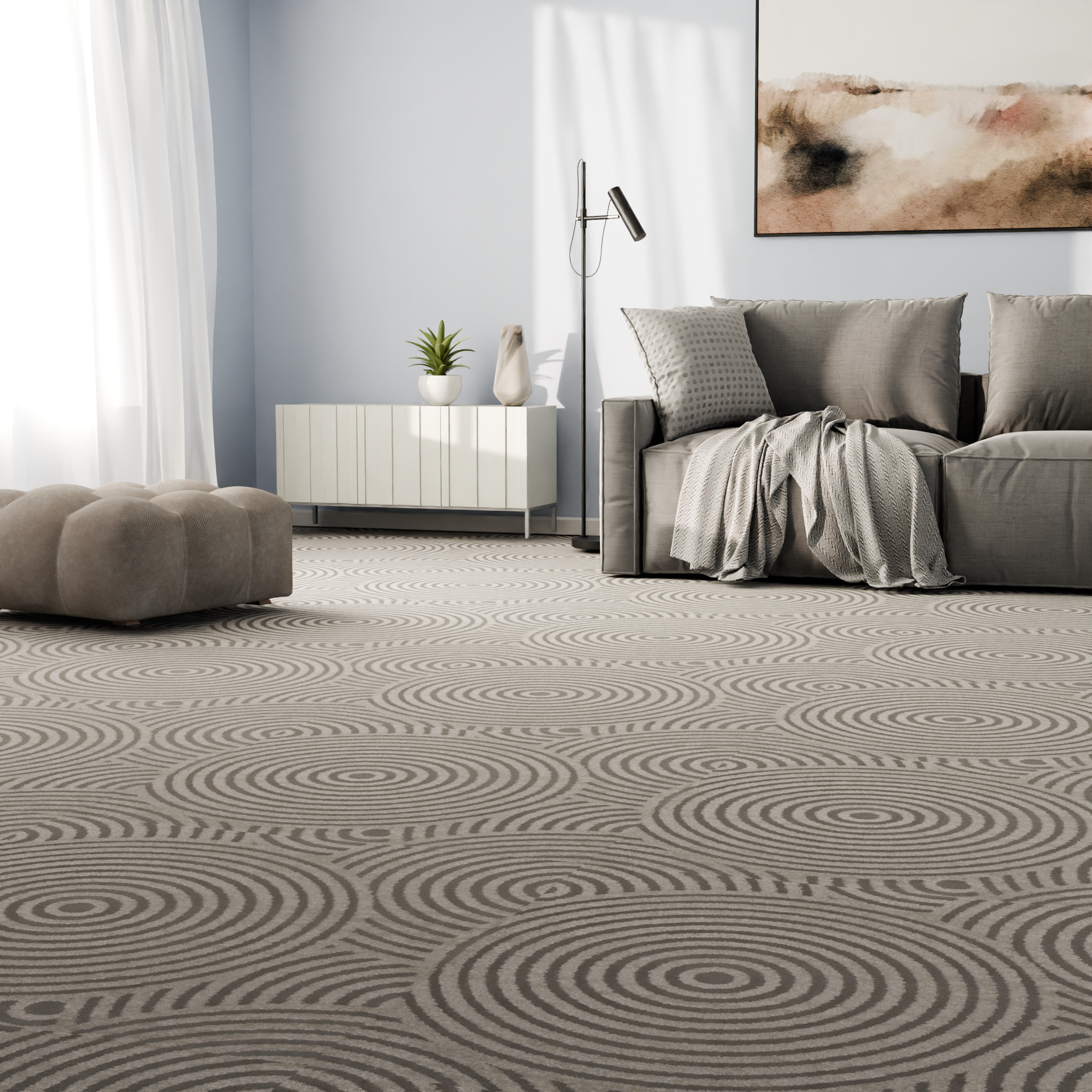Изображение товара Ковровое покрытие "Фризе Тач Круги" 4 м бежевое для дома и офиса