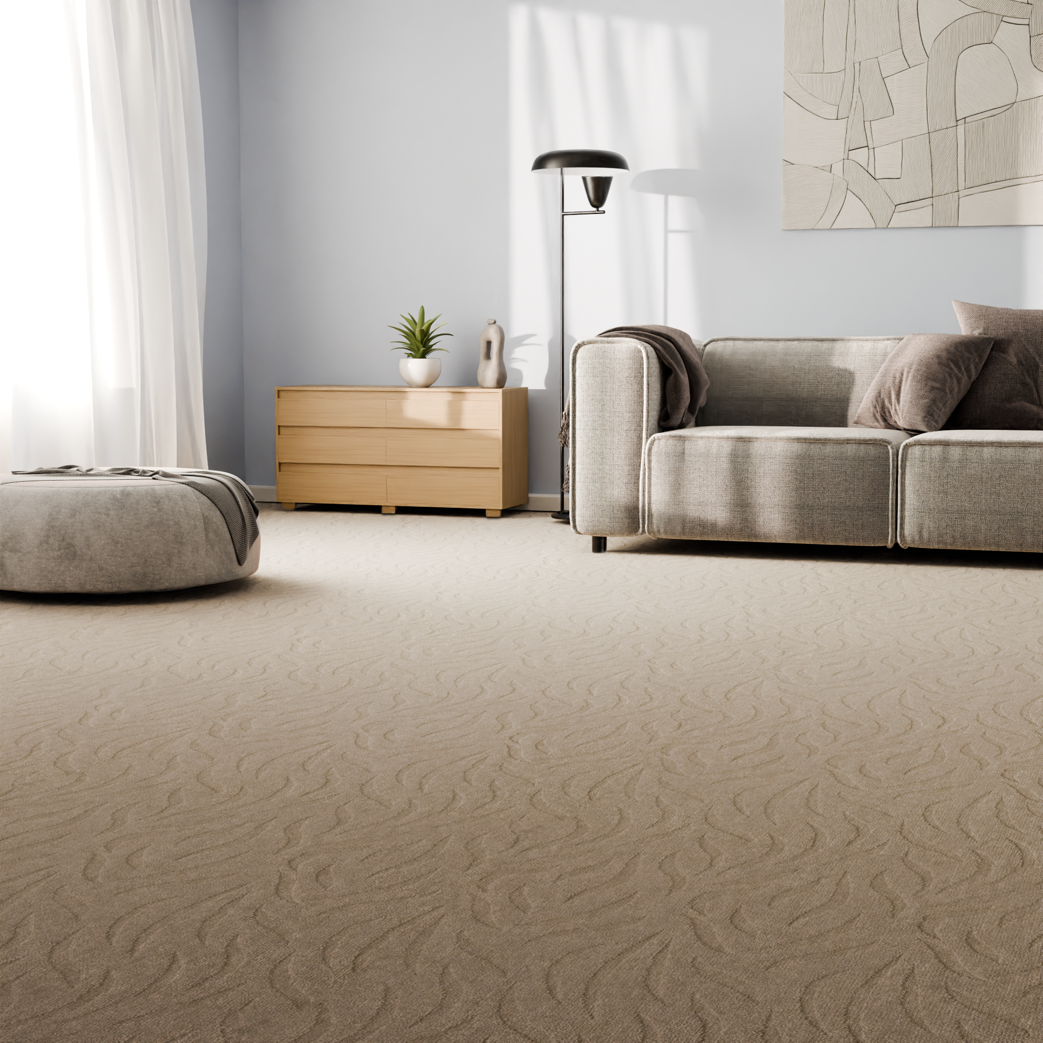 Изображение товара Ковровое покрытие полипропилен Скролл Тропик 2 м бежевое для дома и офиса