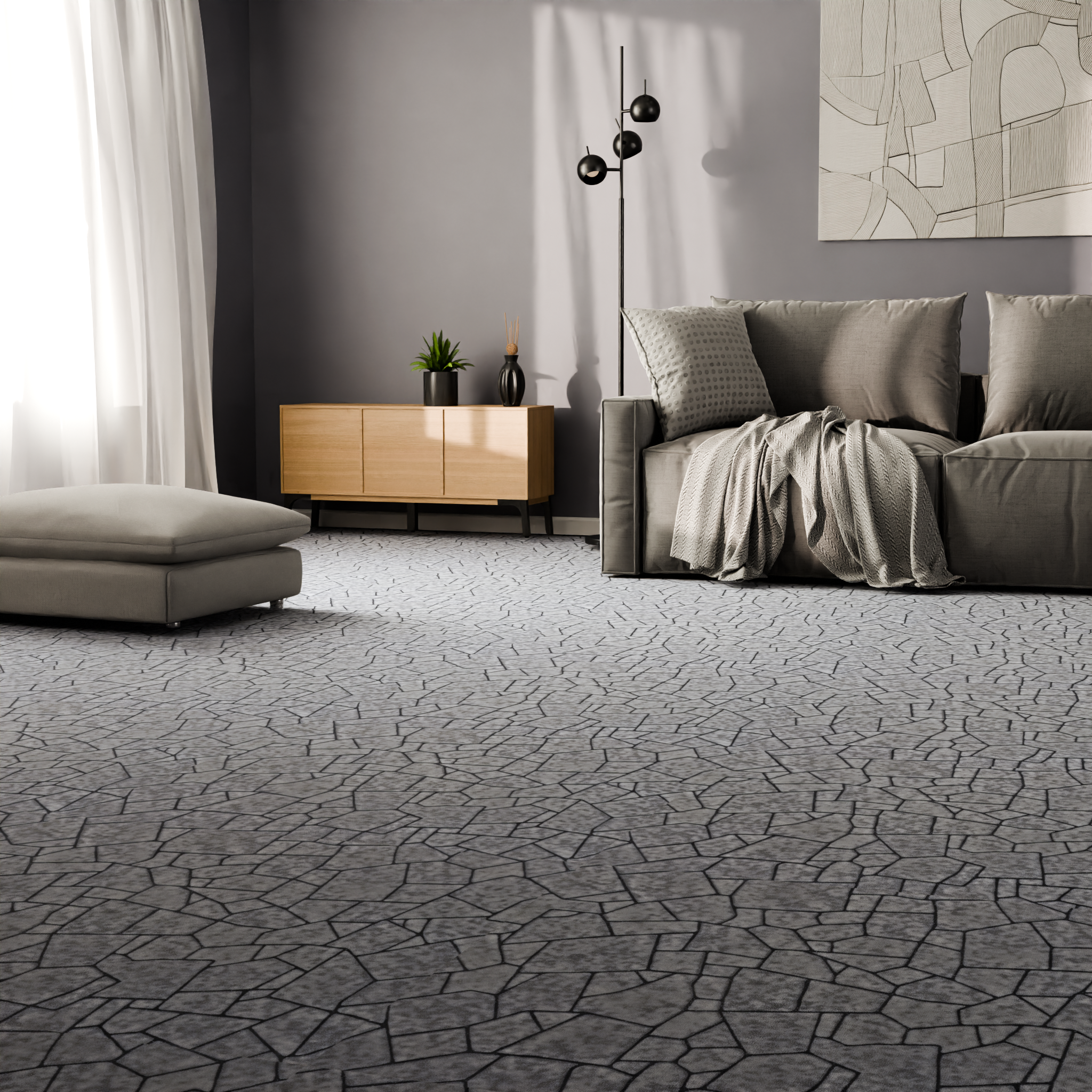 Изображение товара Ковровое покрытие Drought 257_5200 4 м серый практичный и теплый ковролин