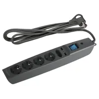 Изображение товара Сетевой фильтр Эра SFU 5 розеток с заземлением 3x0.75 мм 2 USB 2200 Вт 1.8 м цвет черный