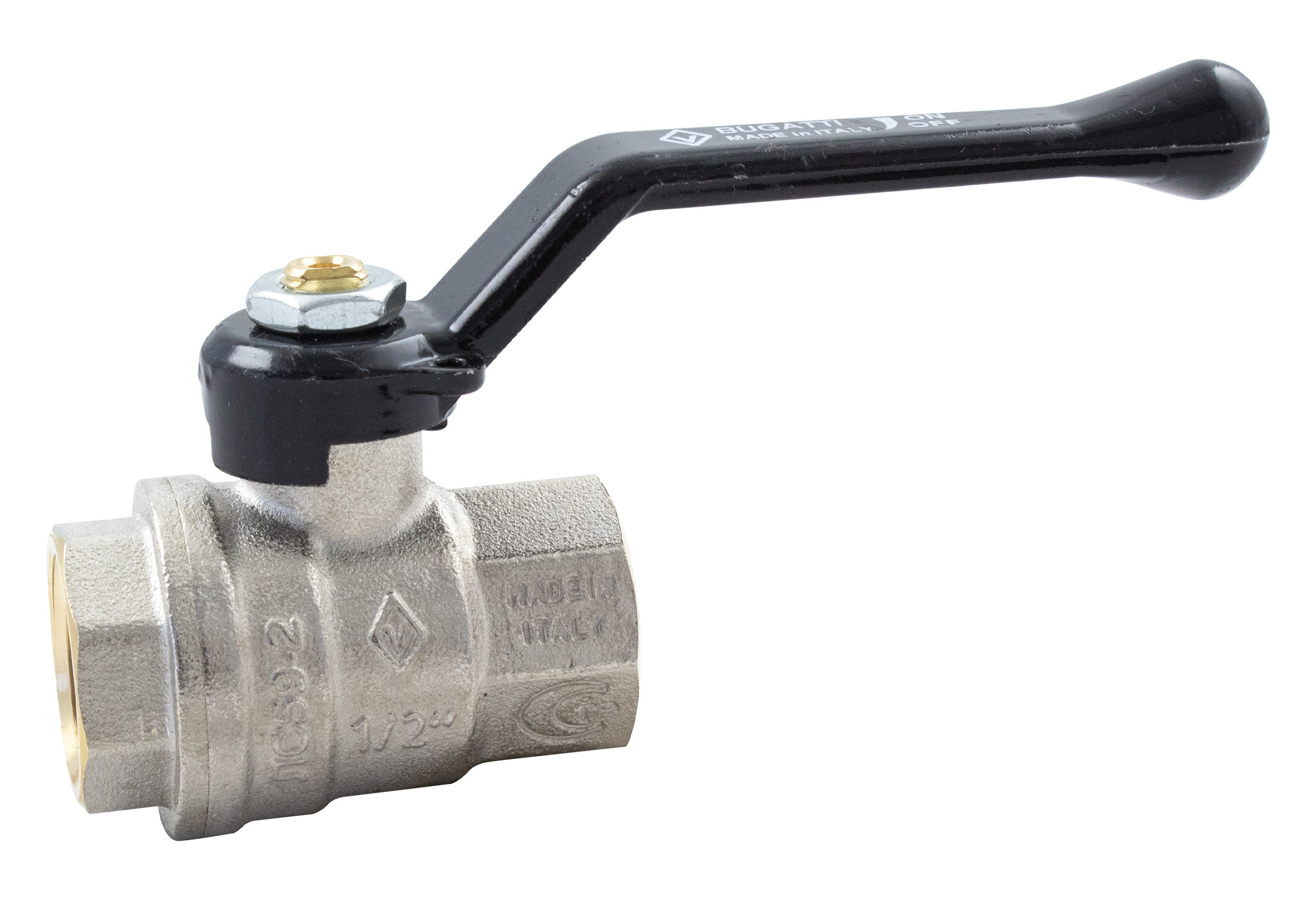 Изображение товара Кран шаровой Bugatti Oregon 3/4 дюйма с никелевым покрытием и рабочим давлением 40 бар