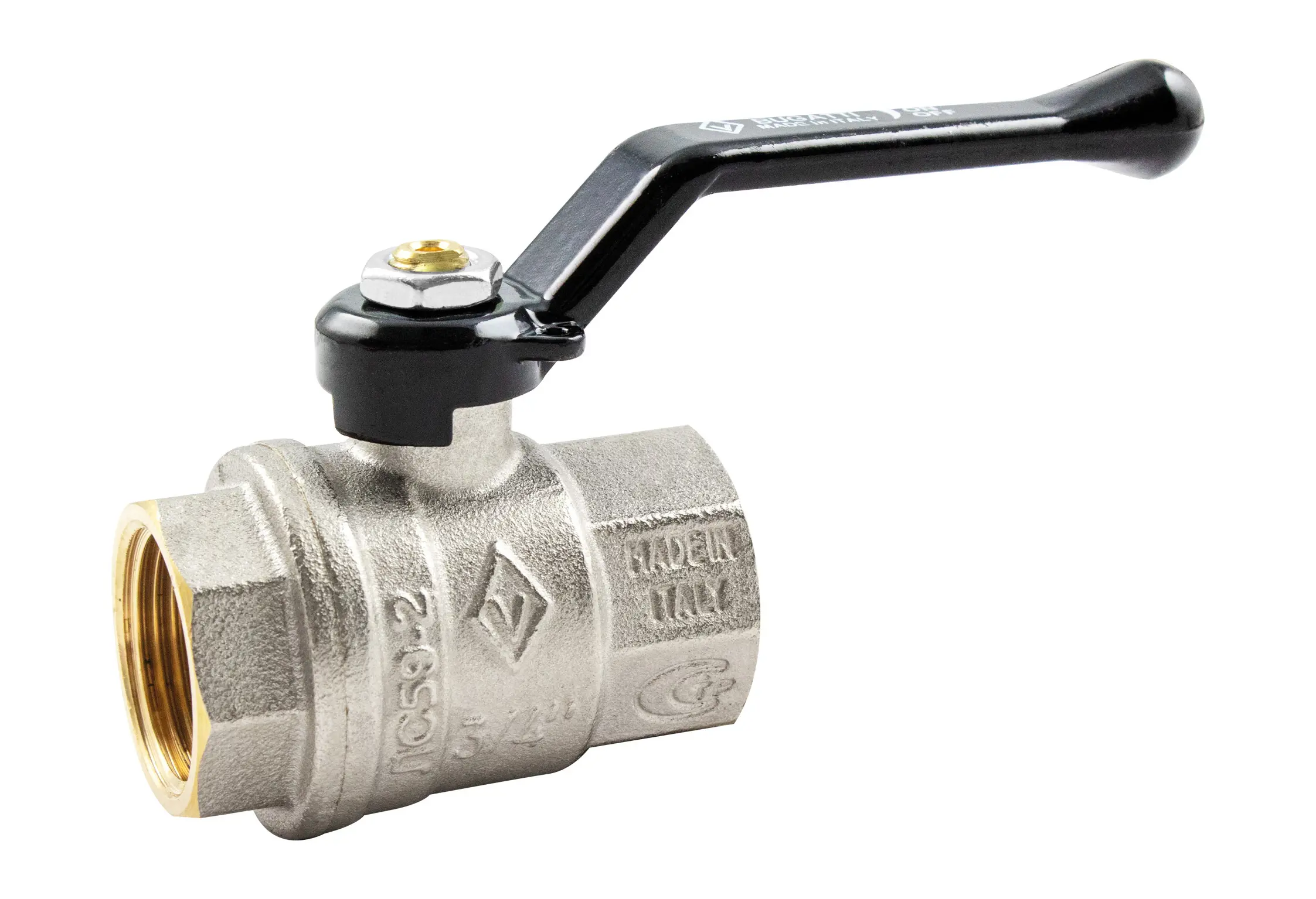 Кран шаровой прямой Bugatti Oregon DN20 PN40 3/4" ВР латунь ручка рычаг - 3