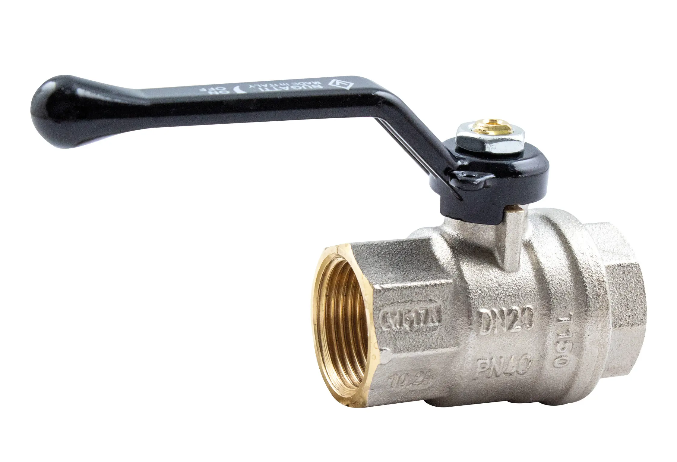 Кран шаровой прямой Bugatti Oregon DN20 PN40 3/4" ВР латунь ручка рычаг - 2