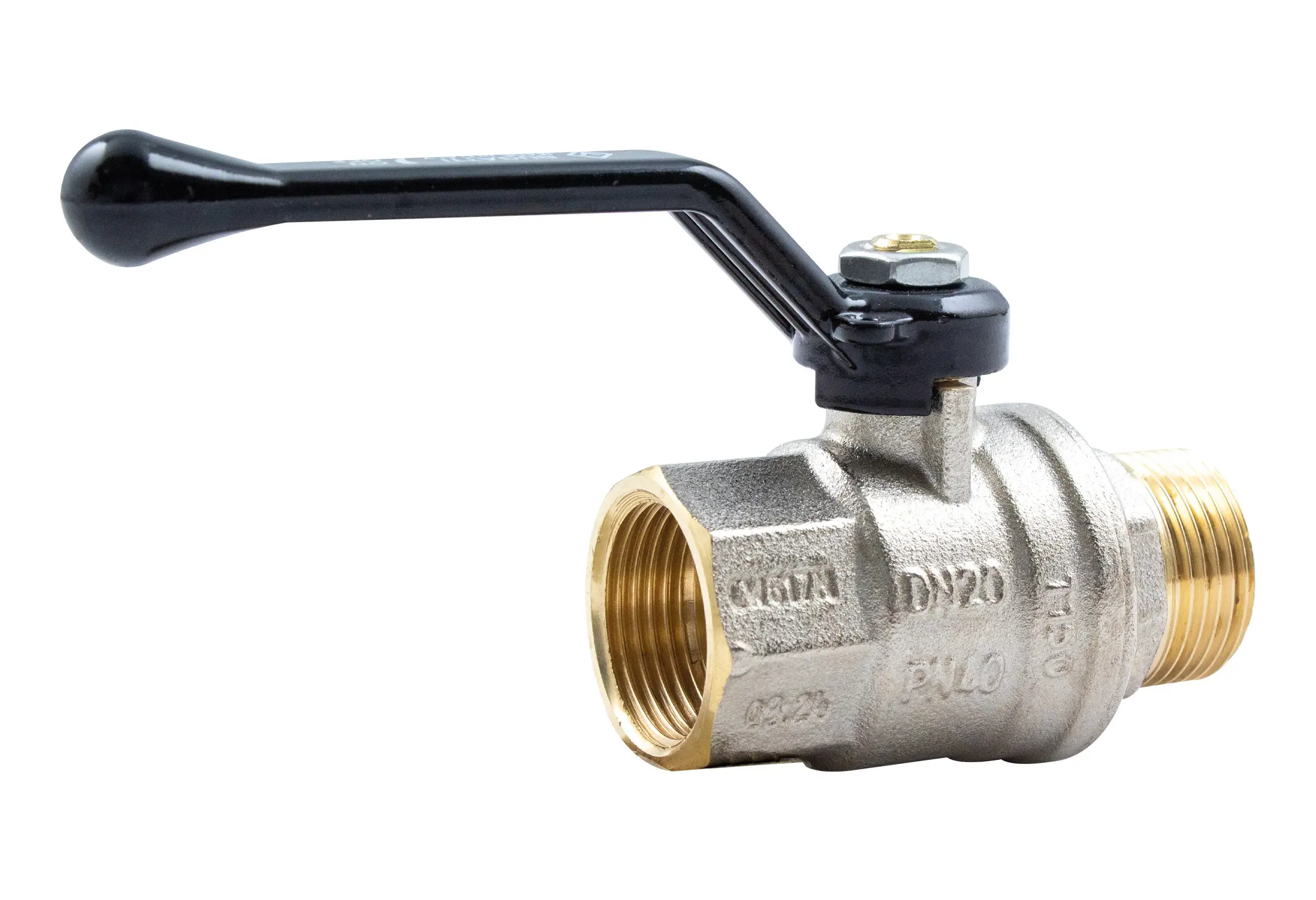 Кран шаровой прямой Bugatti Oregon DN25 PN40 1" НР/ВР латунь ручка рычаг