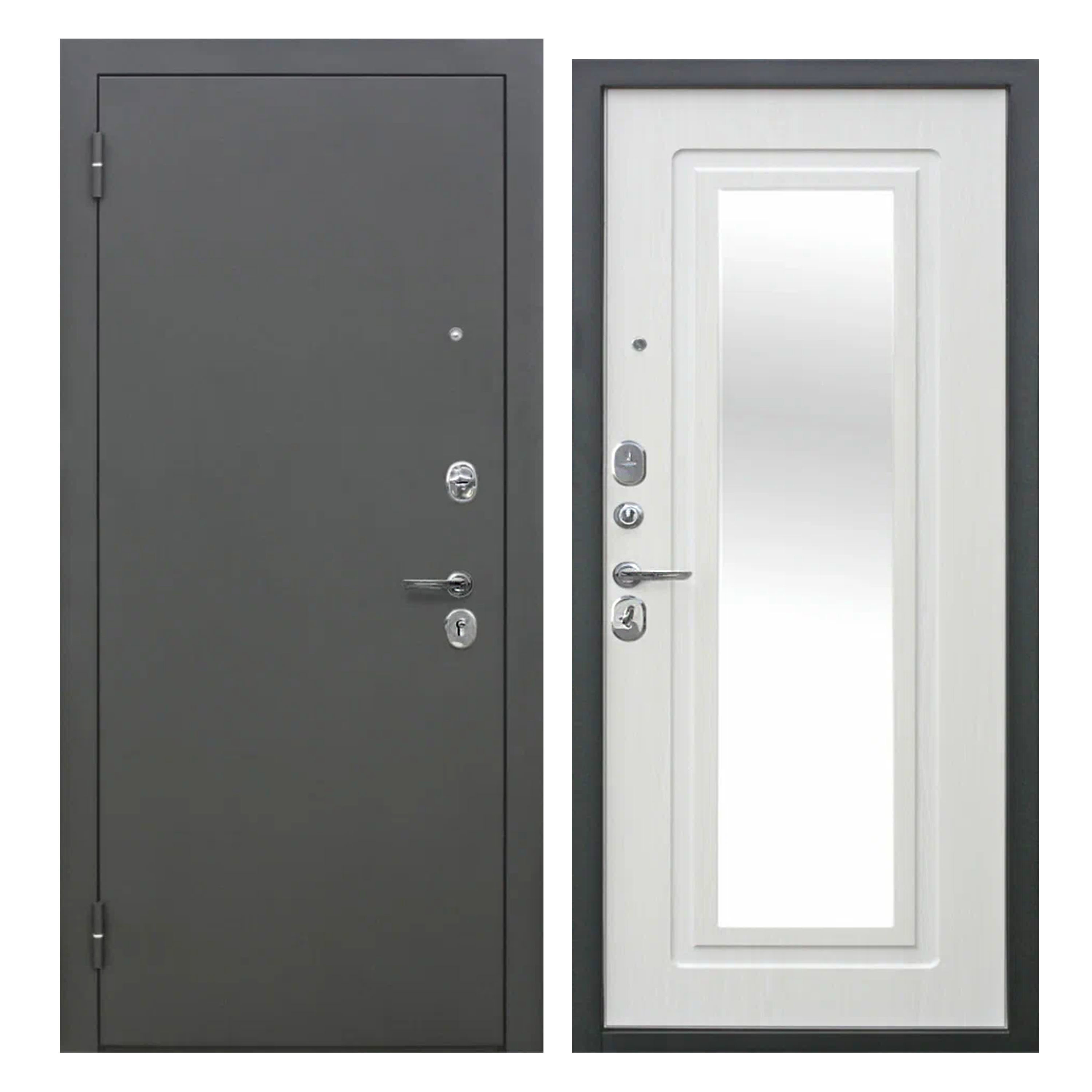 Изображение товара Входная дверь Superlock SL-6 левый 205x96см цвет антик серебро/белый ясень с зеркалом