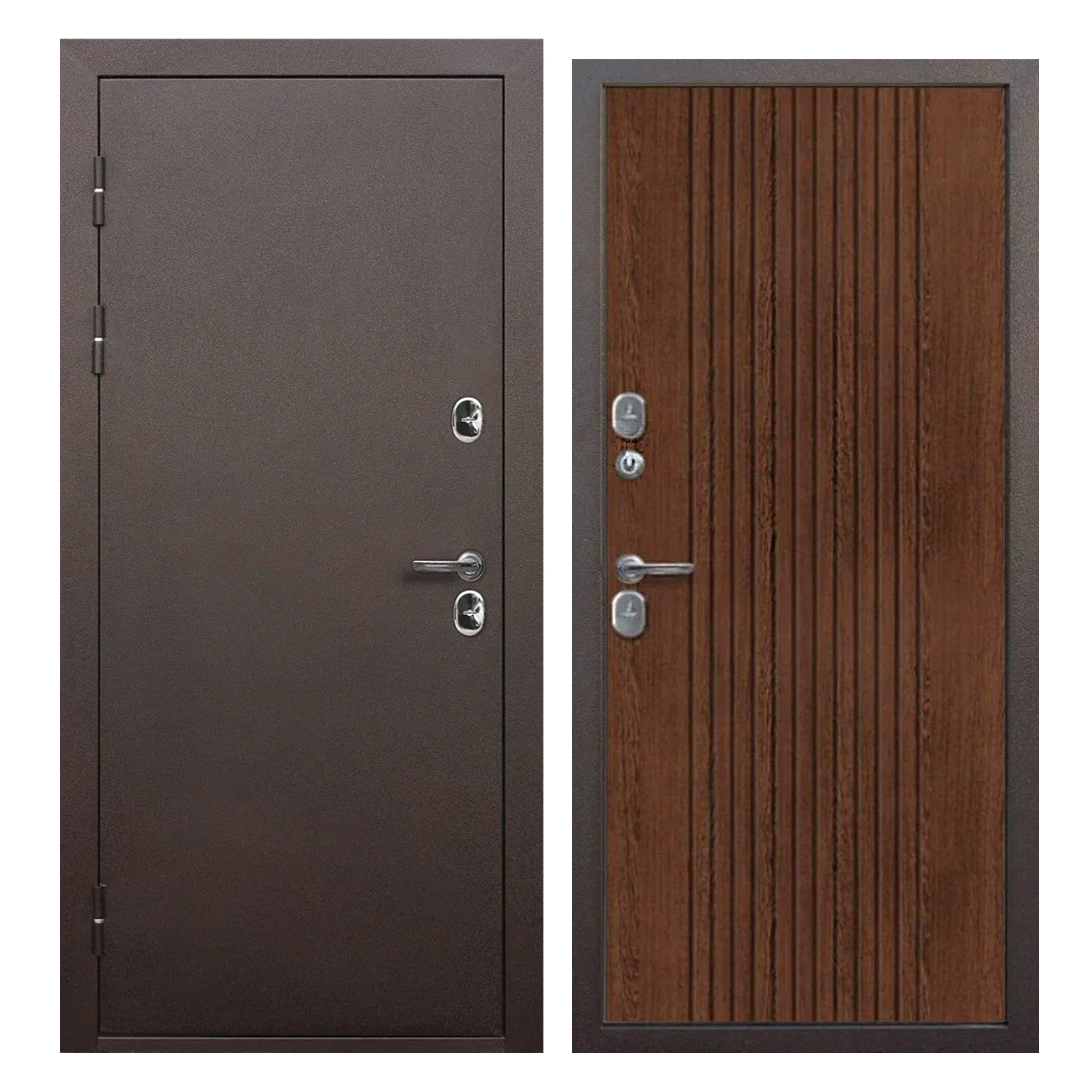 Изображение товара Входная дверь Superlock SL-100 левый 205x86см цвет антик медь/орех темный