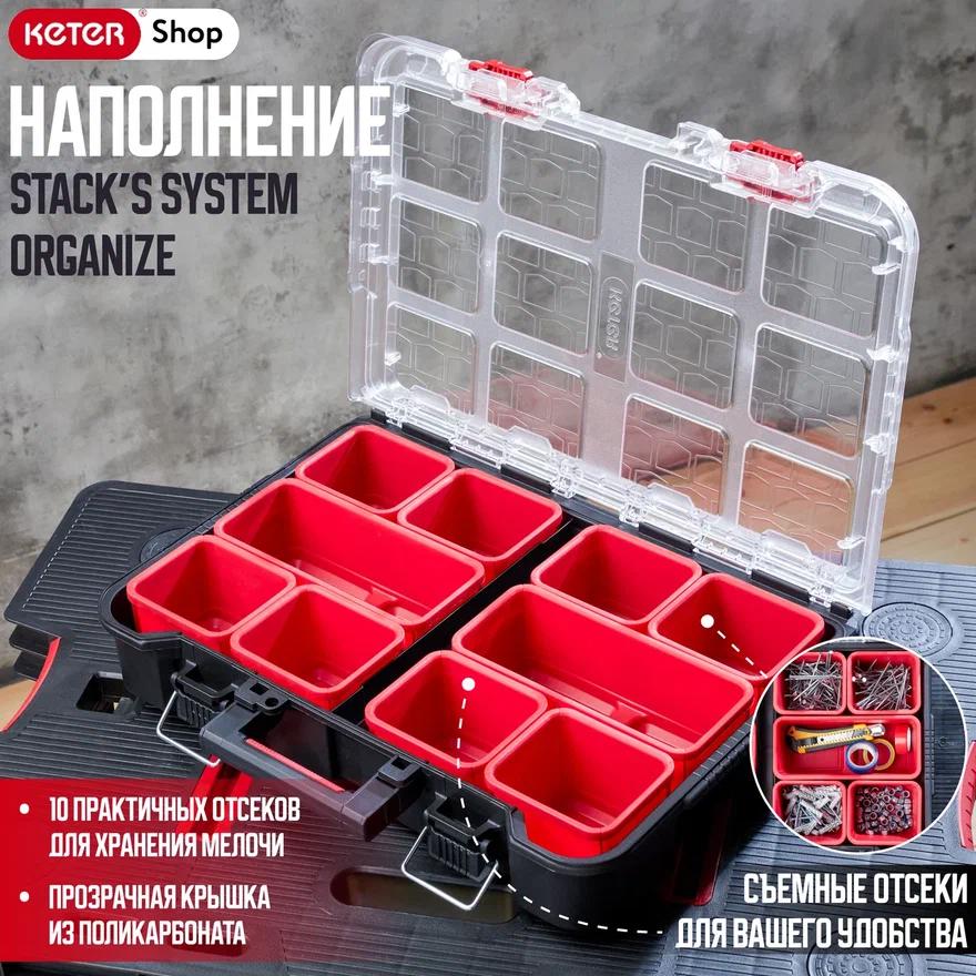 Изображение товара Ящик для инструментов Keter Stack's System Organize 345x115x750 мм, полипропилен