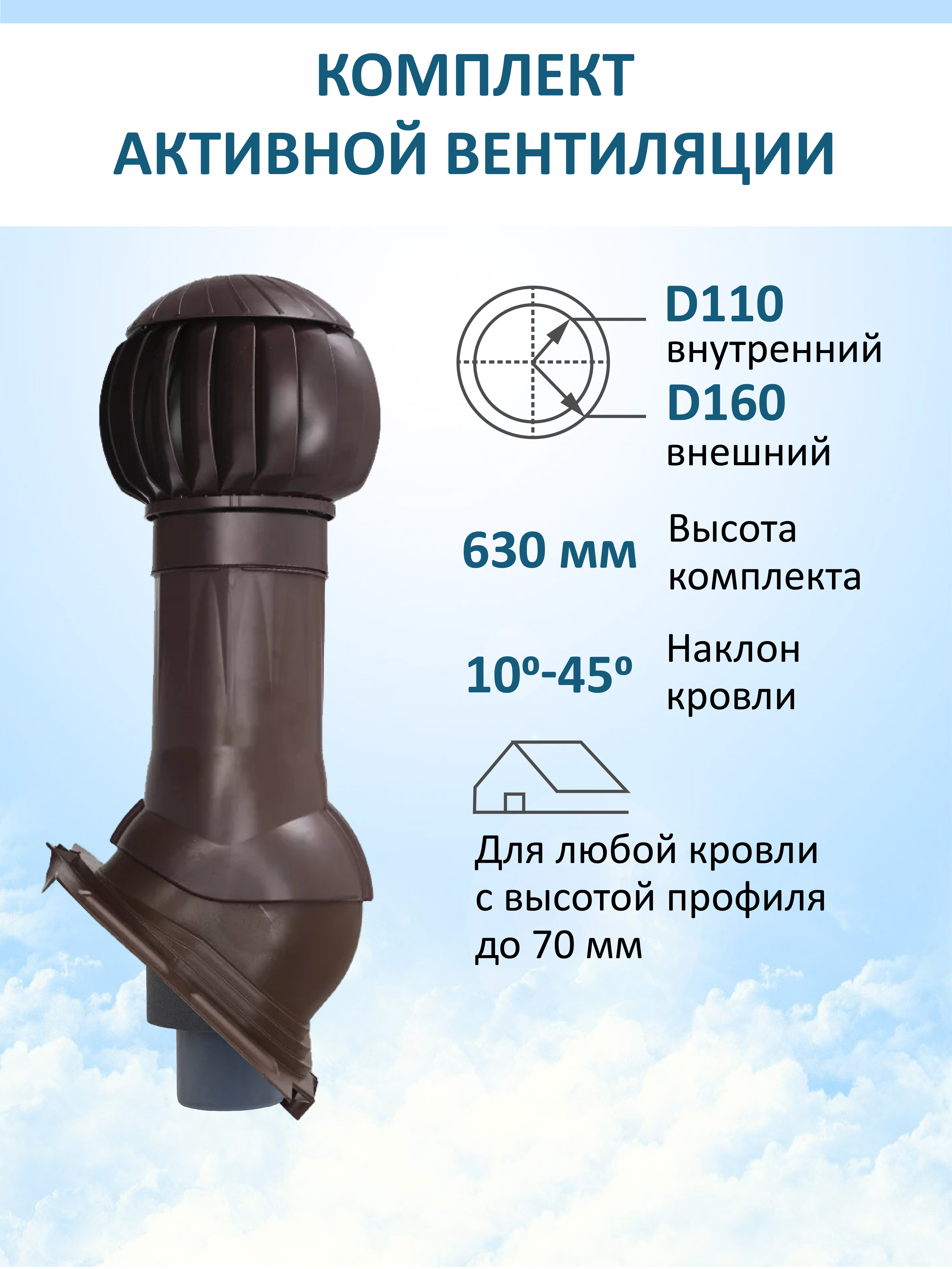 Изображение товара Комплект вентиляции с нанодефлектором Gervent универсальный для любой кровли ⌀110/160 RAL 8017 Изображение товара Комплект вентиляции с нанодефлектором Gervent универсальный для любой кровли ⌀110/160 RAL 8017