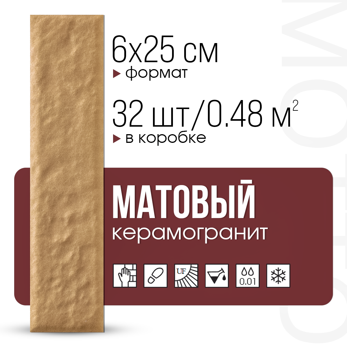 Изображение товара Керамогранит Motto Levels N100020 6x25 см терракотовый