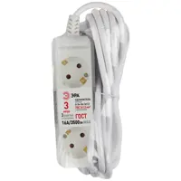 Изображение товара Удлинитель бытовой Эра U-3e-3m-3x1,5 3x1.5 3 м 3 розетки с заземлением 3500 Вт цвет белый Изображение товара Удлинитель бытовой Эра U-3e-3m-3x1,5 3x1.5 3 м 3 розетки с заземлением 3500 Вт цвет белый