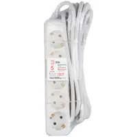 Изображение товара Удлинитель бытовой Эра U-5e-5m-3x1,5 5 м 5 розеток с заземлением белый