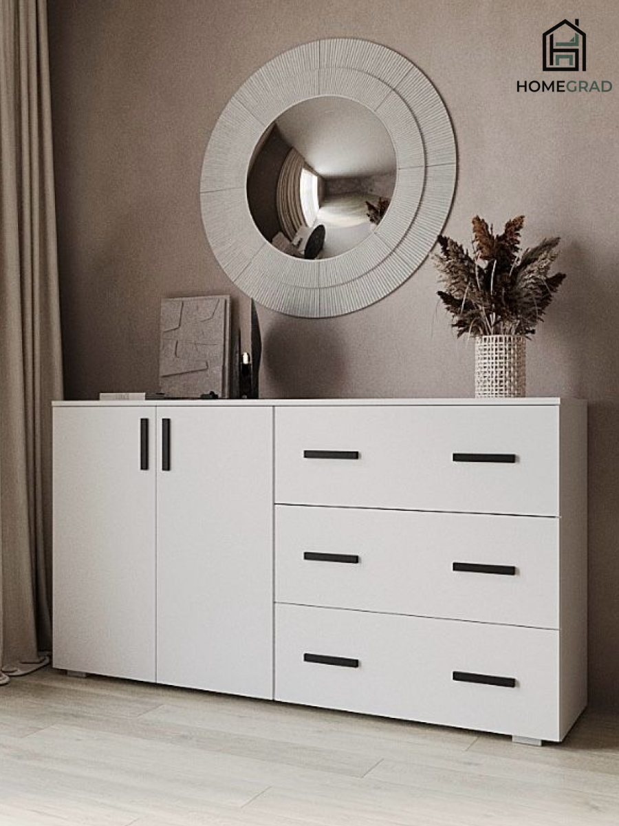 Изображение товара Комод Homegrad Boston 3 ящика 160.2x40x89 см ЛДСП цвет белый