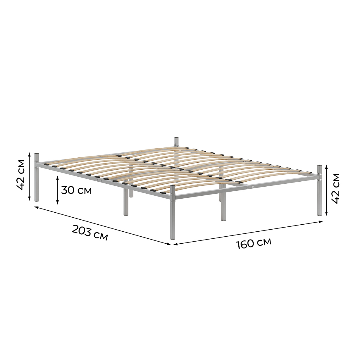 Изображение товара Кровать Домаклево Металика 160x200 см цвет серый