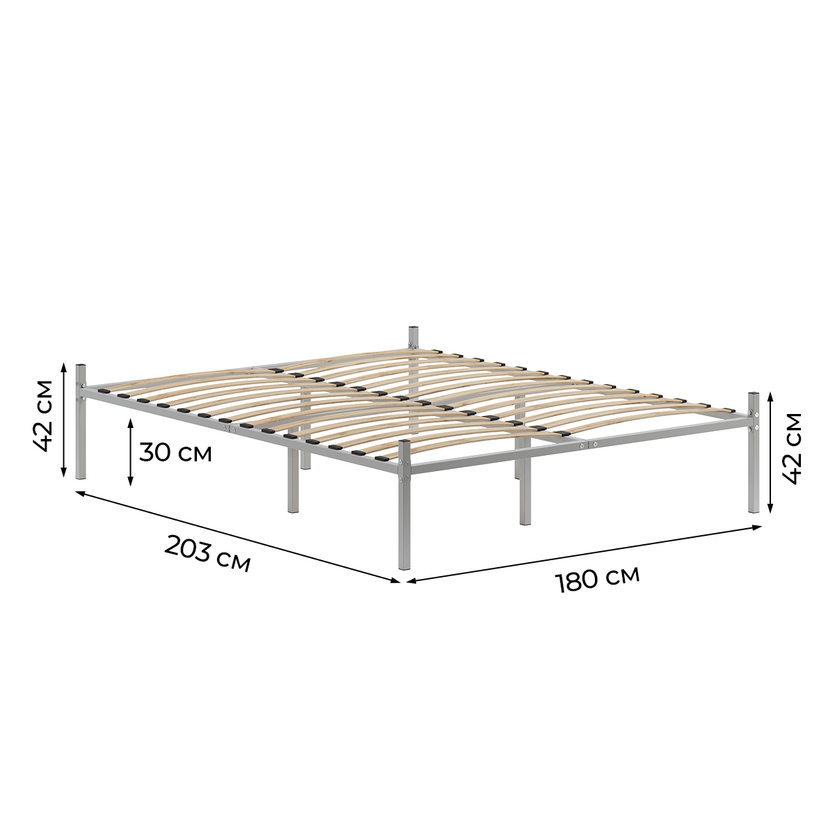 Изображение товара Кровать Домаклево Металика 180x200 см с металлизацией и съемными спинками