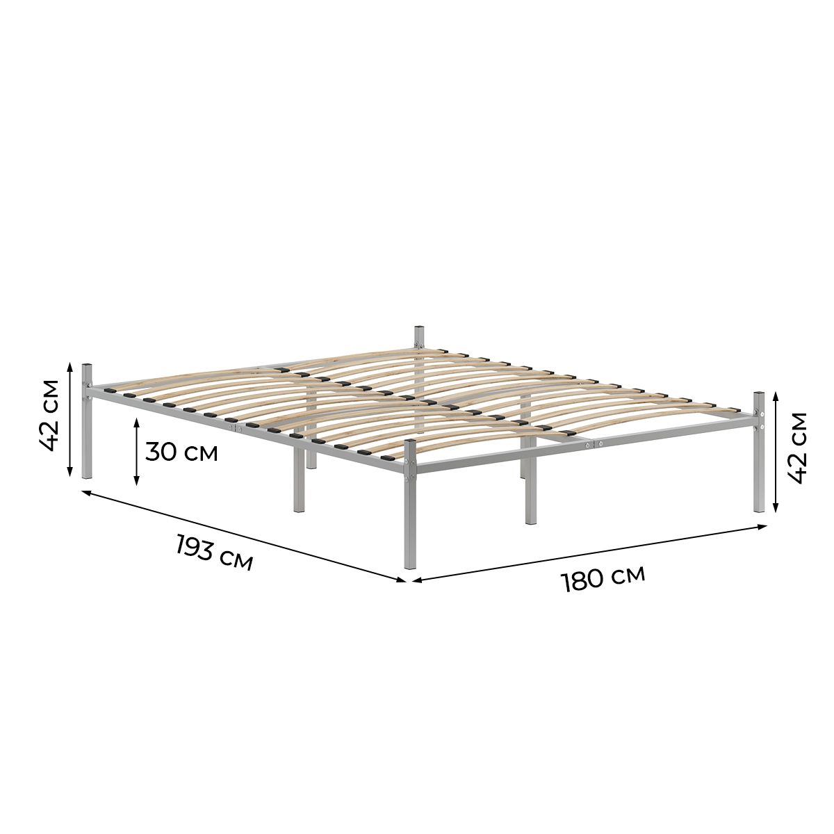 Изображение товара Металлическая кровать Домаклево Металика 180x190 см без матраса стильная и надежная