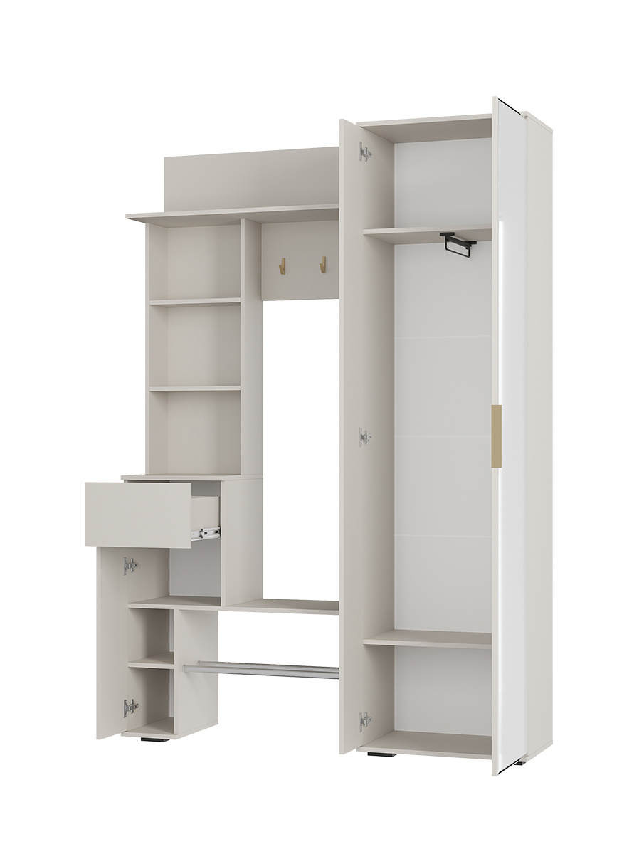 Изображение товара Комплект мебели для прихожей Bts Ницца ПР-04 150x217.6x37.2 см белый современный дизайн