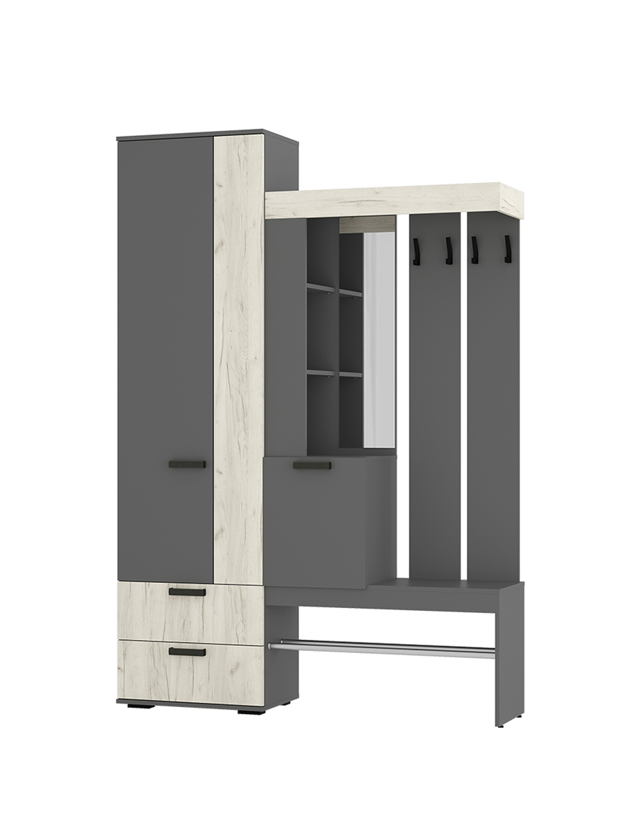 Изображение товара Комплект мебели для прихожей Bts Трамп 150x217.6x37.2 см графит ЛДСП современный дизайн