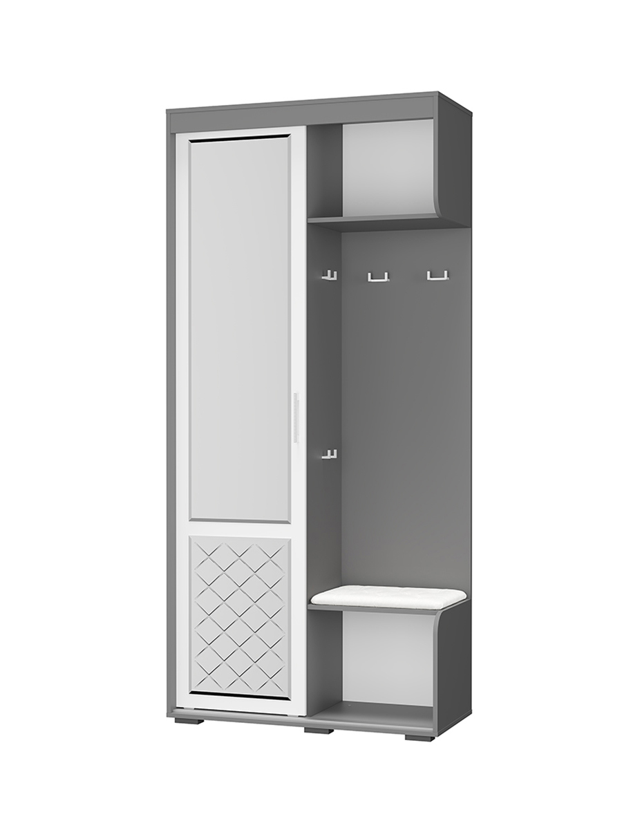 Изображение товара Комплект мебели для прихожей Варда BTS графит ЛДСП зеркала крючки пуф