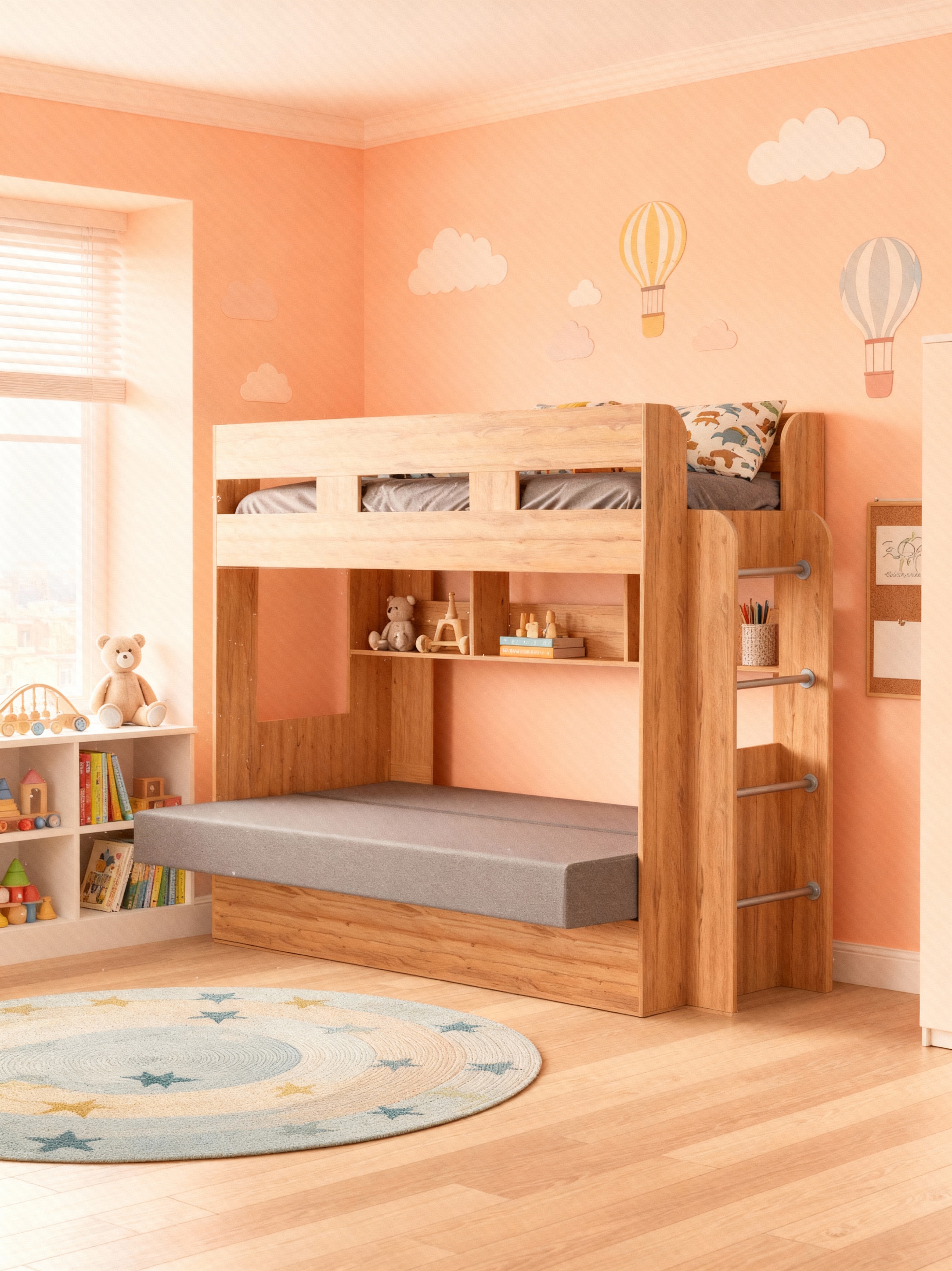 Изображение товара Двухъярусная кровать Дива 120x190 см с подъемным механизмом и диваном