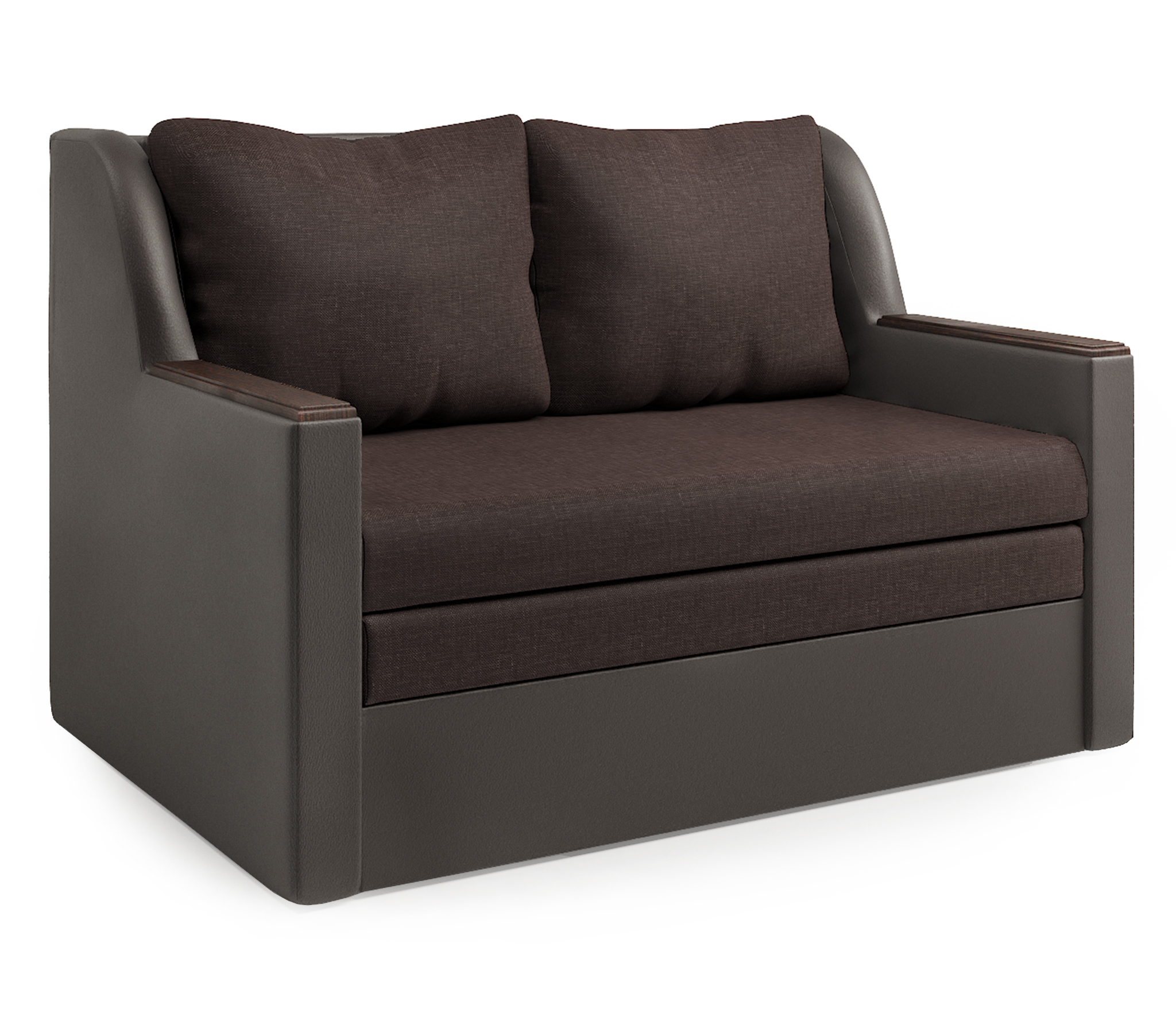 Изображение товара Диван раскладной Гамма Дуэт 142x93x94 см рогожка/экокожа цвет шоколадный