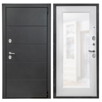 Изображение товара Дверь входная металлическая Порта Р-3 98x205 см правая цвет графит про/супер вайт с зеркалом