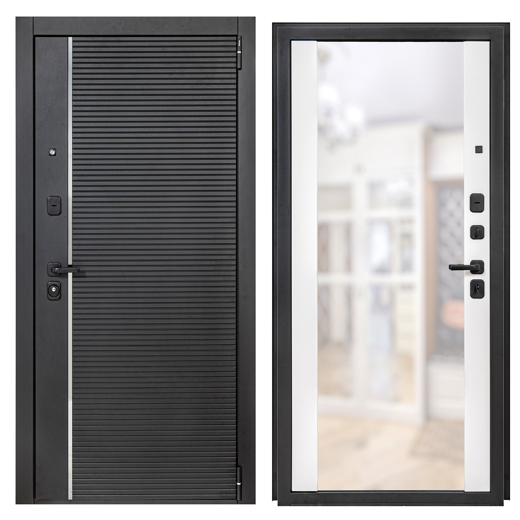 Изображение товара Дверь входная металлическая Порта Р-3 98x205 см правая белая с зеркалом