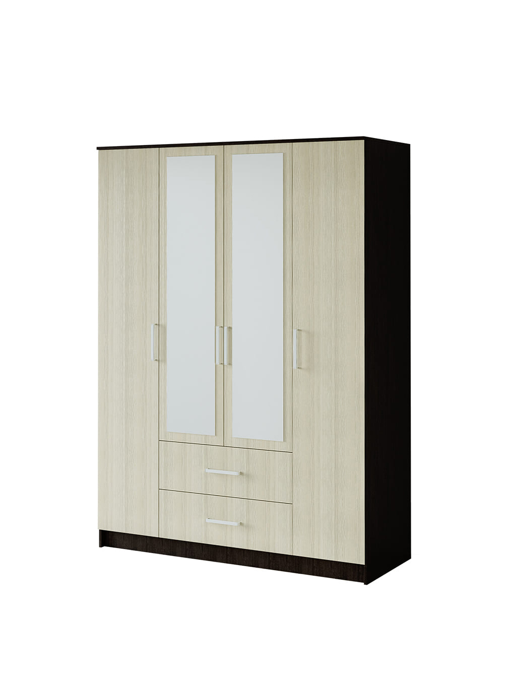 Изображение товара Шкаф распашной Bts Фиеста 4 дверцы зеркалом для спальни венге/лоредо 160x221.6x61 см