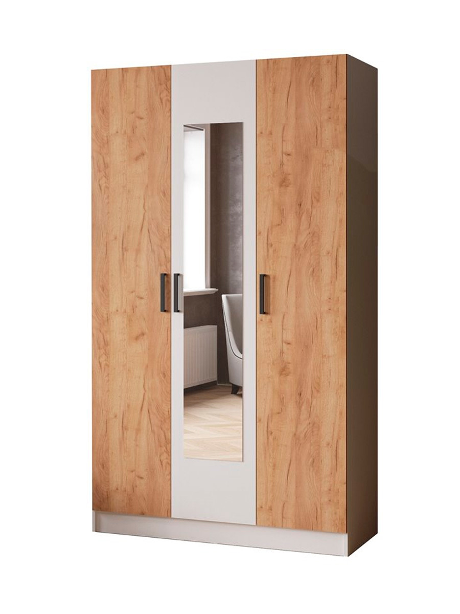 Изображение товара Шкаф распашной Ларс 1,2 с зеркалом 120x210x51 см МICON белый дуб крафт